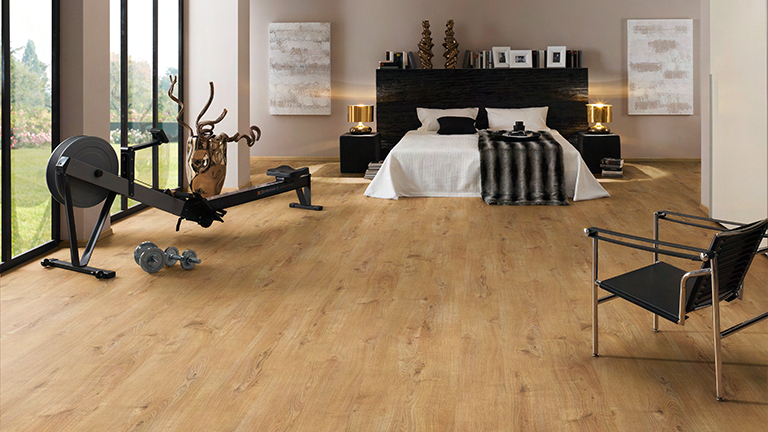 LOGOCLIC Laminat V-Fuge, als Schlafzimmerboden 